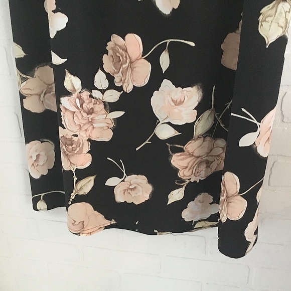 Vintage 90s Maxi Skirt Dark Floral Roses Black Cream Peach Off-White Coquette 14 - Picture 5 of 10